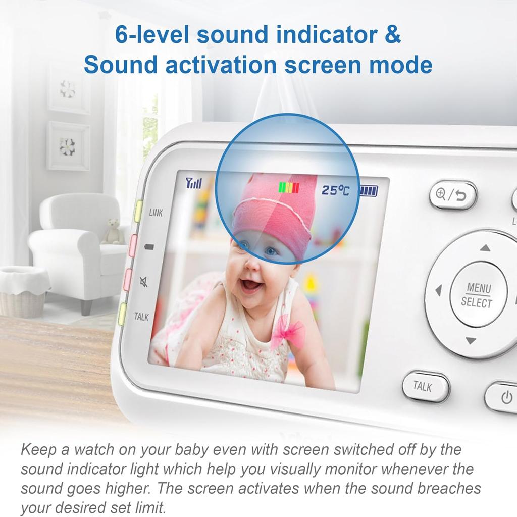 VTech VM3250 Video Baby Monitor with Camera,300m Long Range, Baby Monitor with 2.8"LCD Screen,Up to 19-hr Video Streaming,Night Vision,Secured Transmission,Temperature Sensor,Soothing Sounds,2X Zoom