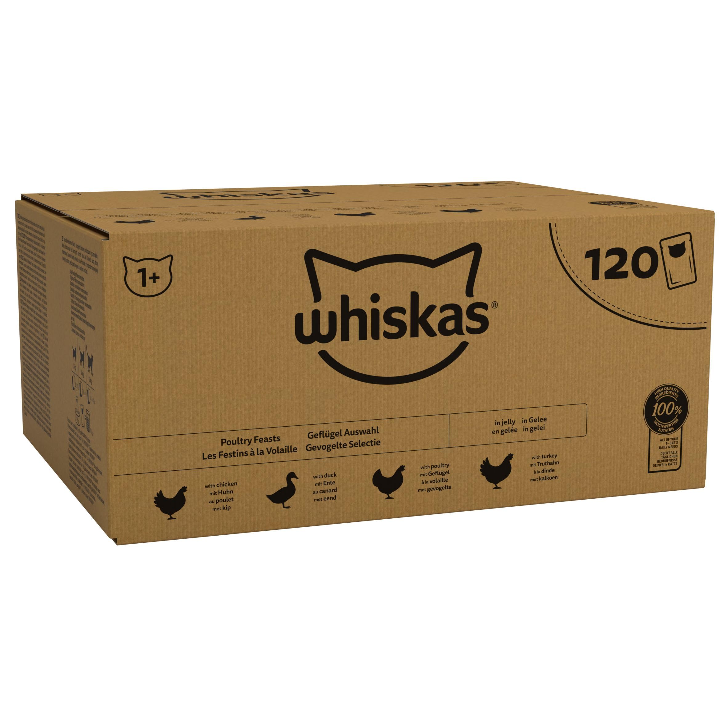 whiskas 1+ Adult Classic Selection in Gravy 84 Pouches, Adult Wet Cat Food, Megapack (84 x 85 g)
