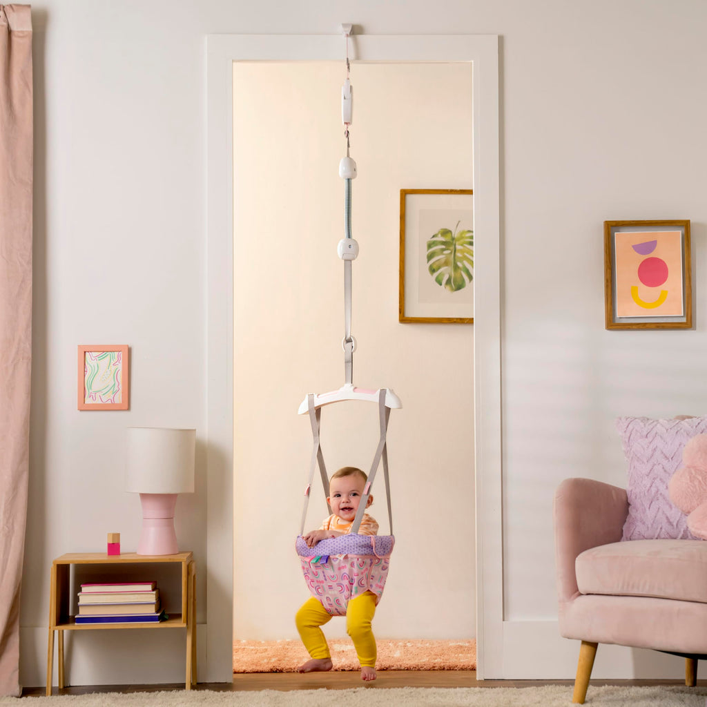 Bright Starts Playful Parade Door Jumper for Baby with Adjustable Strap, 6 Months and Up, Max Weight 26 lbs