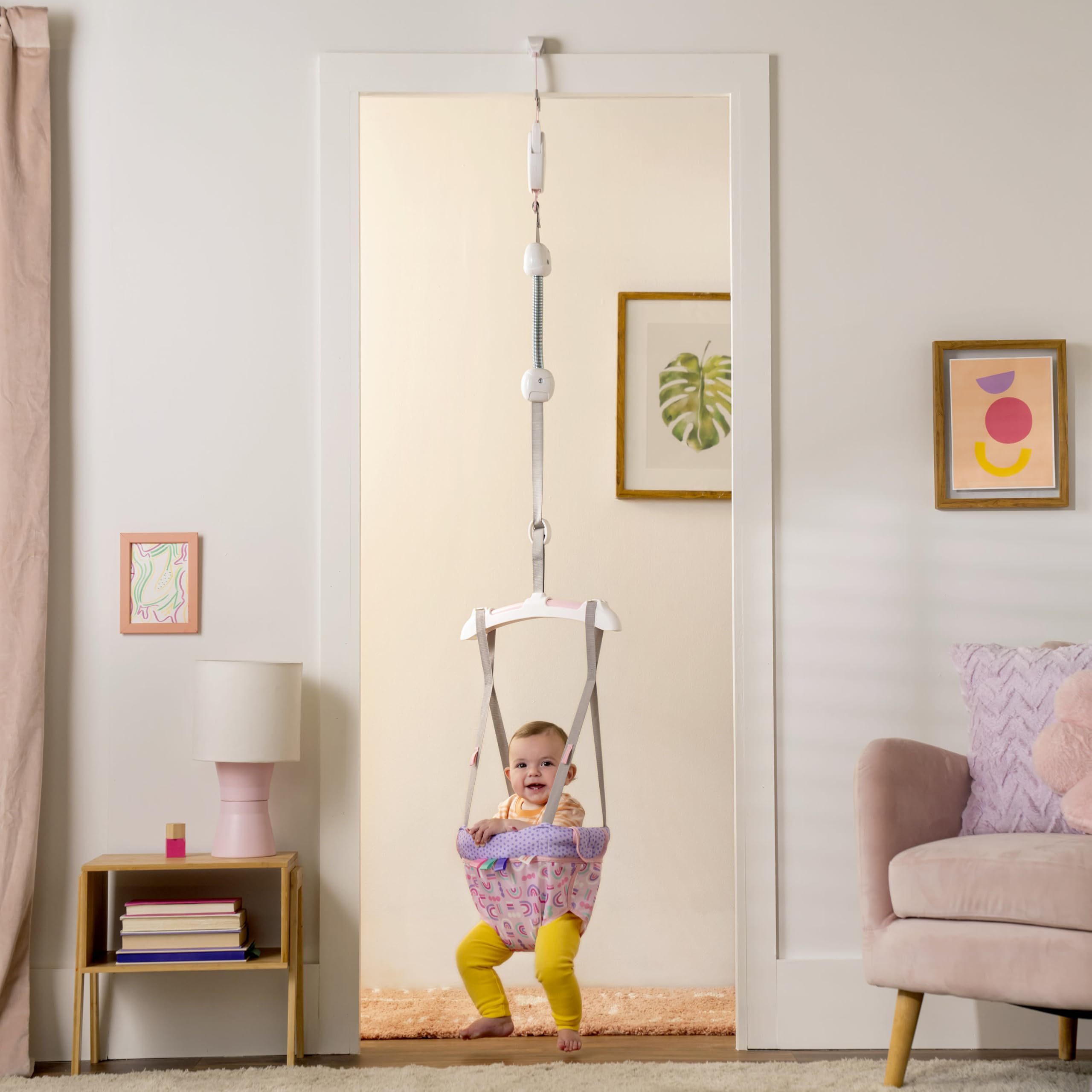 Bright Starts Playful Parade Door Jumper for Baby with Adjustable Strap, 6 Months and Up, Max Weight 26 lbs