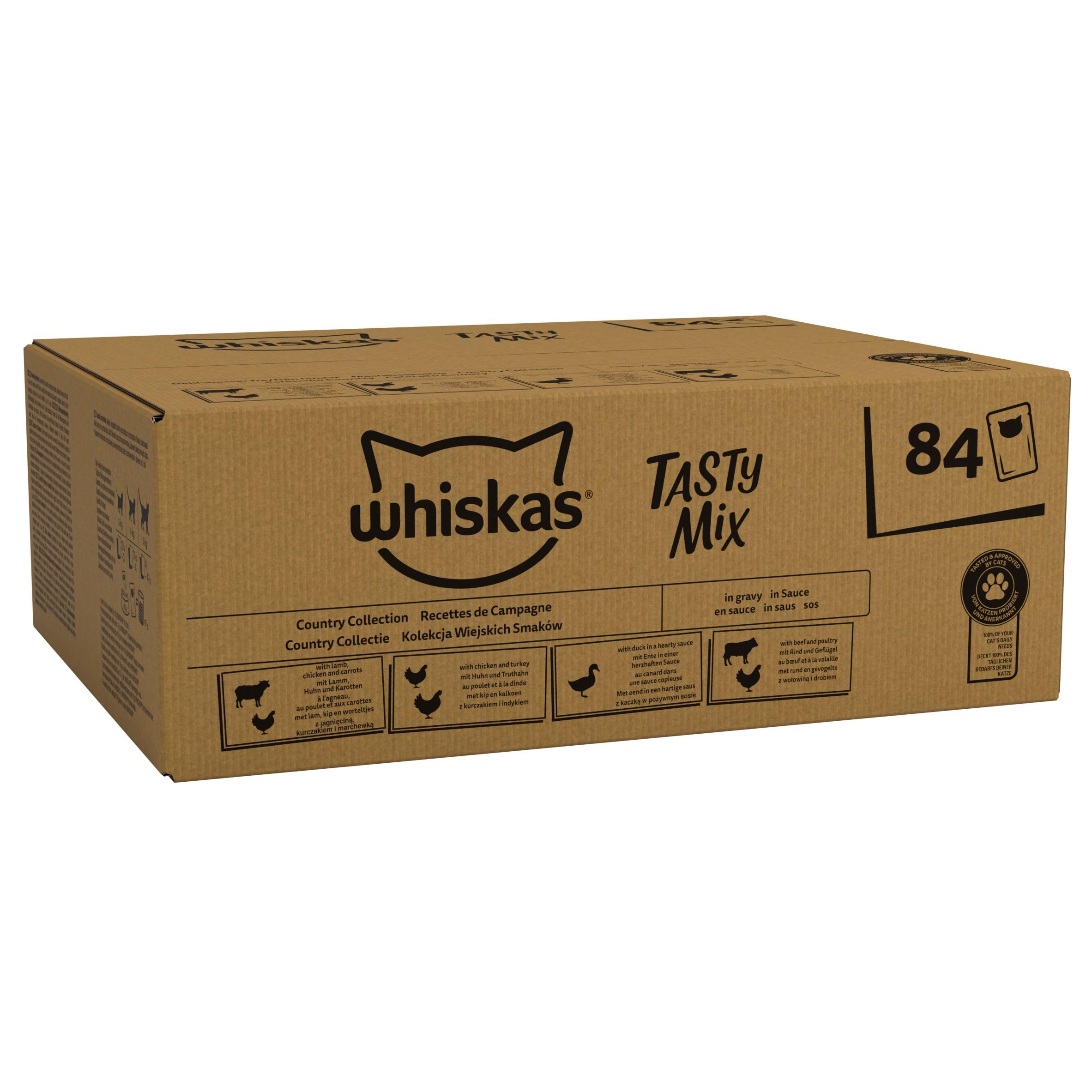Whiskas 1+ Adult Wet Cat Food Poultry Selection in Jelly 120 x 85g Pouches Megapack, Tender Cuts in Flavoured Gravy, Nutritionally Complete, Easy to Serve, Variety Pack for Adult Cats