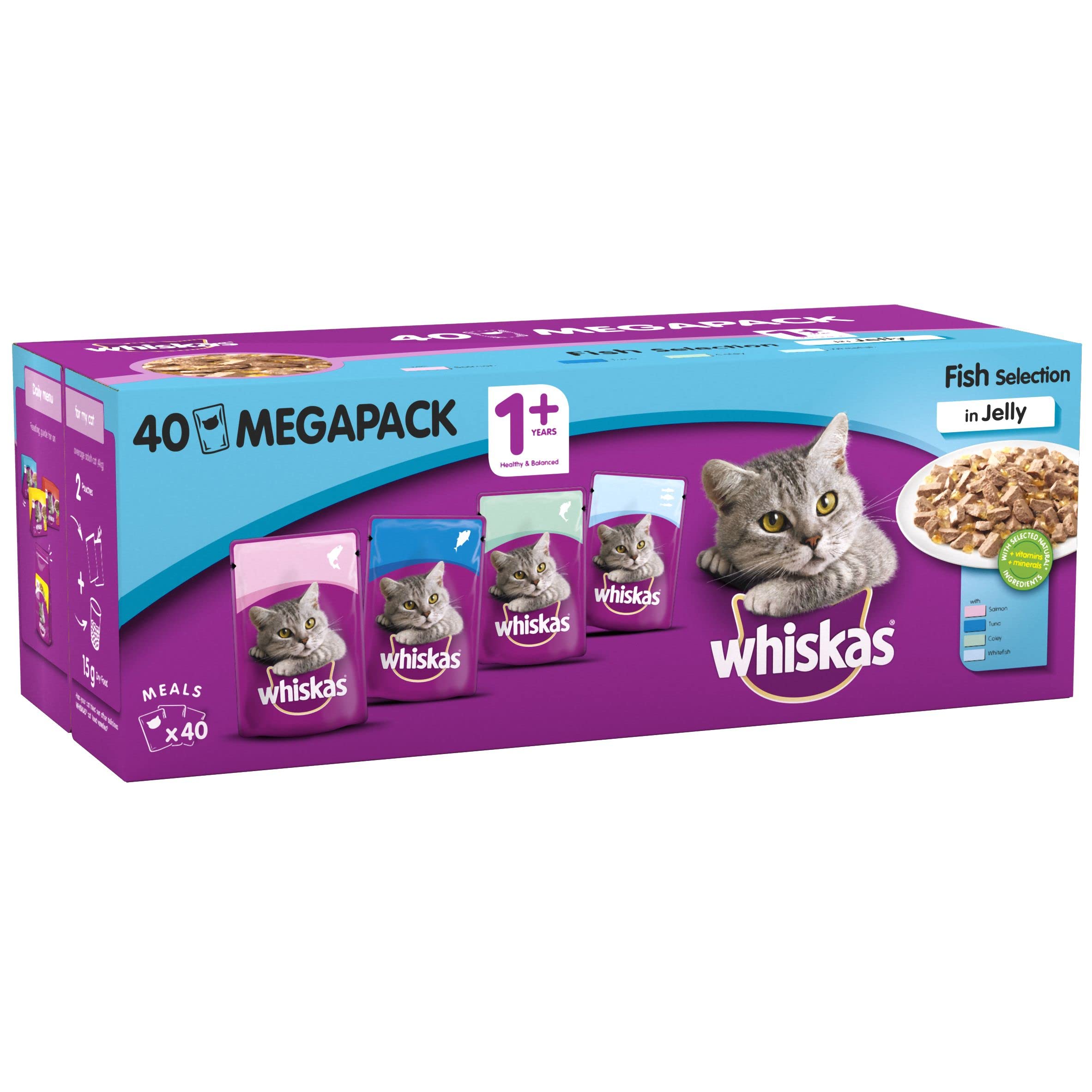 Whiskas 1+ Adult Wet Cat Food Poultry Selection in Jelly 120 x 85g Pouches Megapack, Tender Cuts in Flavoured Gravy, Nutritionally Complete, Easy to Serve, Variety Pack for Adult Cats