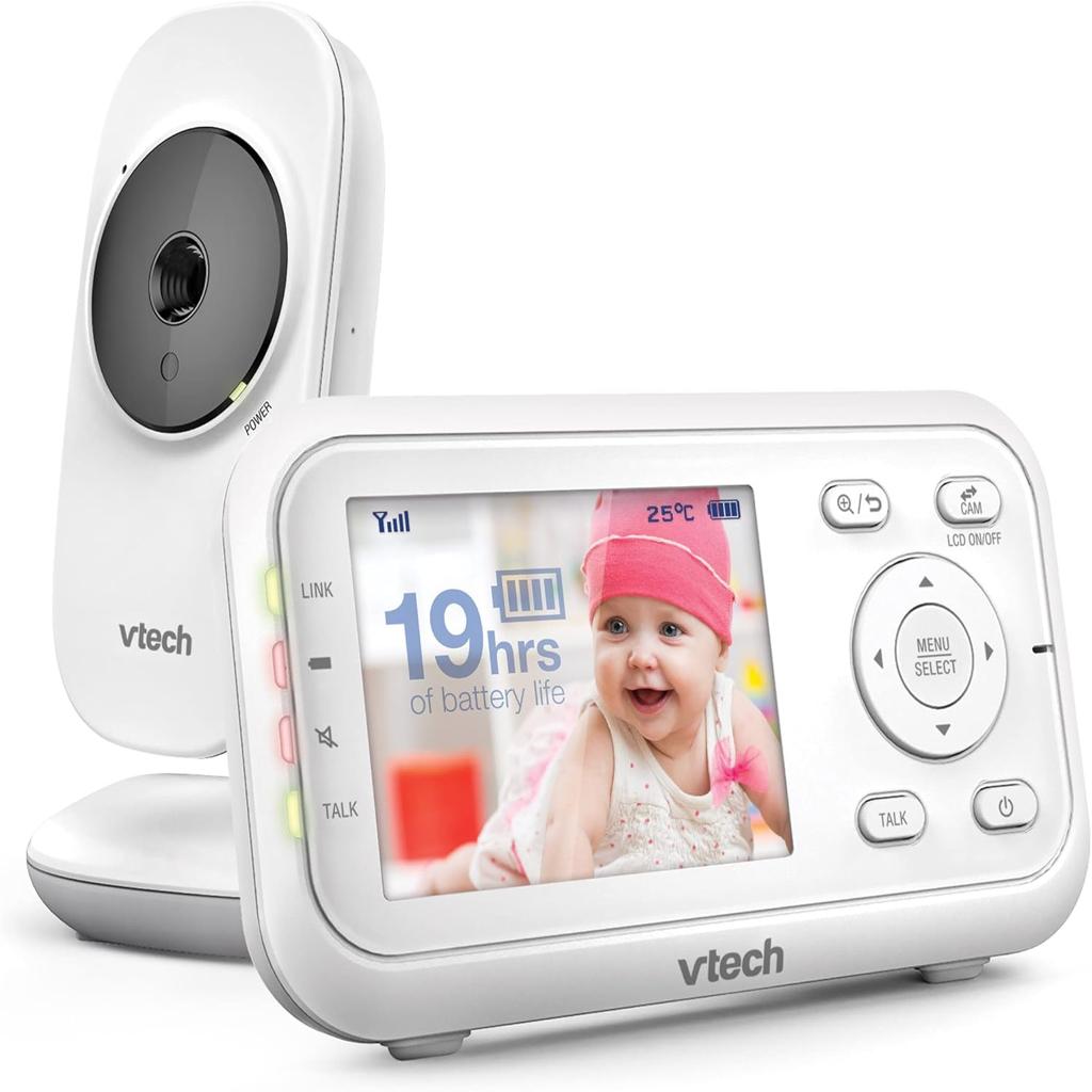 VTech VM3250 Video Baby Monitor with Camera,300m Long Range, Baby Monitor with 2.8"LCD Screen,Up to 19-hr Video Streaming,Night Vision,Secured Transmission,Temperature Sensor,Soothing Sounds,2X Zoom