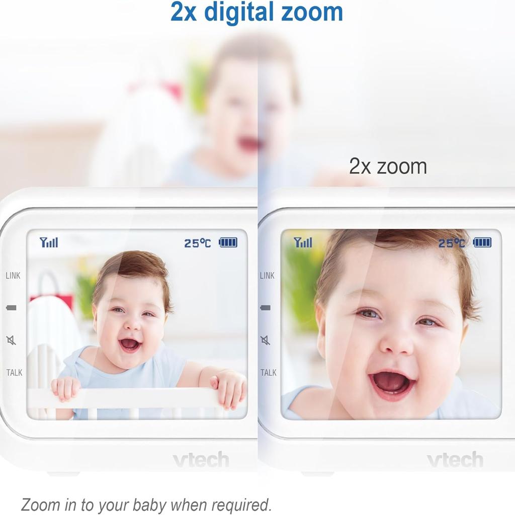 VTech VM3250 Video Baby Monitor with Camera,300m Long Range, Baby Monitor with 2.8"LCD Screen,Up to 19-hr Video Streaming,Night Vision,Secured Transmission,Temperature Sensor,Soothing Sounds,2X Zoom