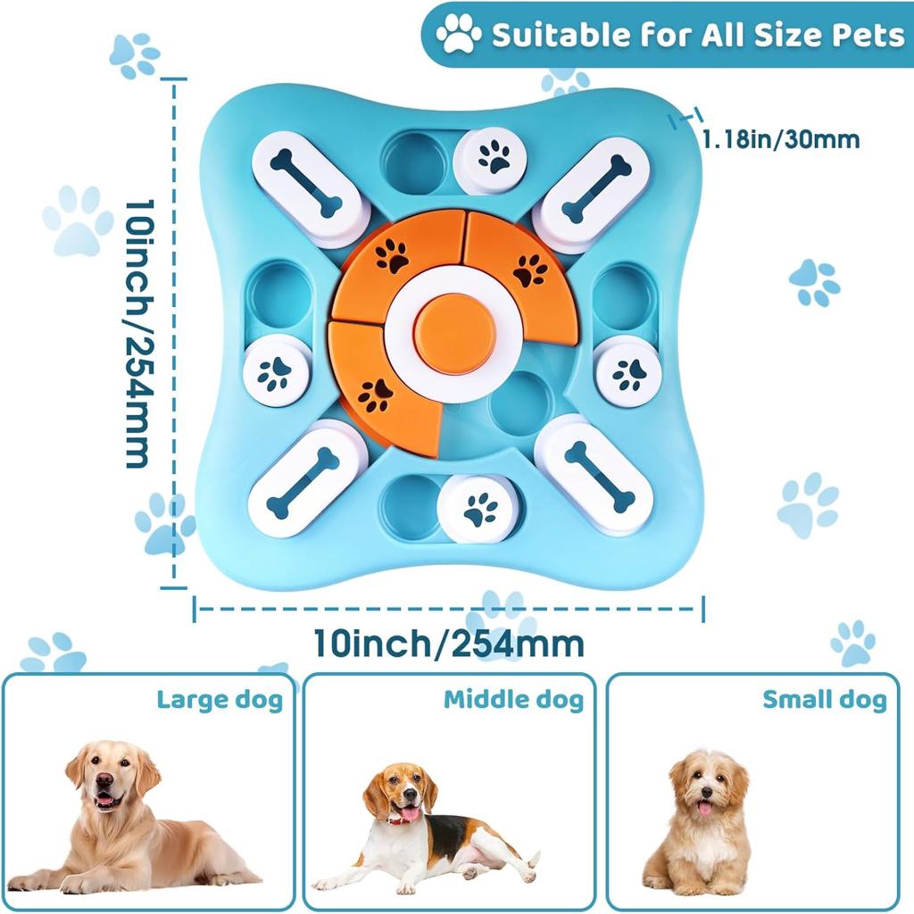 YETEE Interactive Dog Puzzle Feeder, Treat Dispenser Dog Puzzle Toys with Squeaker & Non-Slip, Slow Feeder Bowl for Mental Enrichment, IQ Training & Anxiety Relief (Style 1)