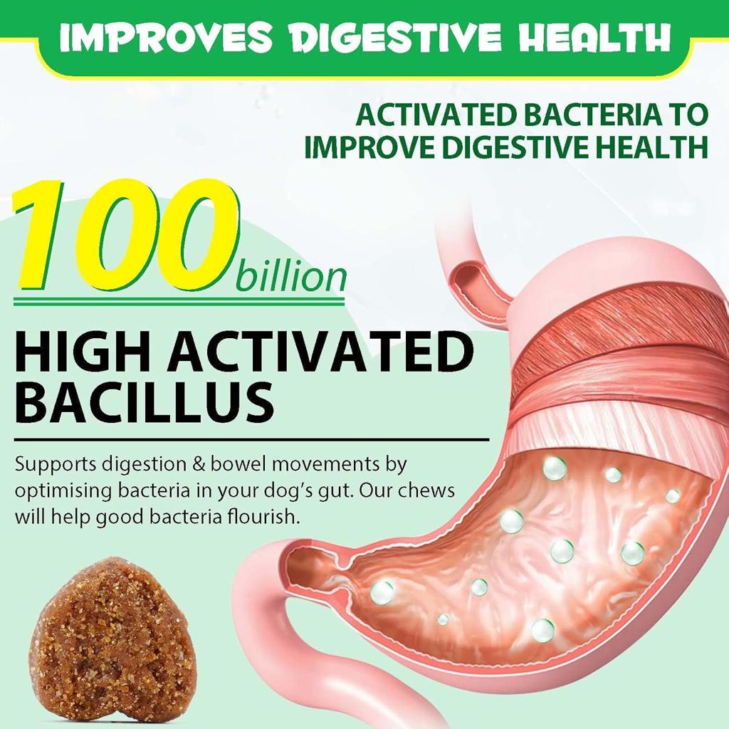Probiotic for Dogs, Support of Dog Digestive Enzymes, Intestinal Health, Yeast Balance, Immune Supplement, Probiotic Treats, Suitable for All Ages and Breeds (120 Pieces)