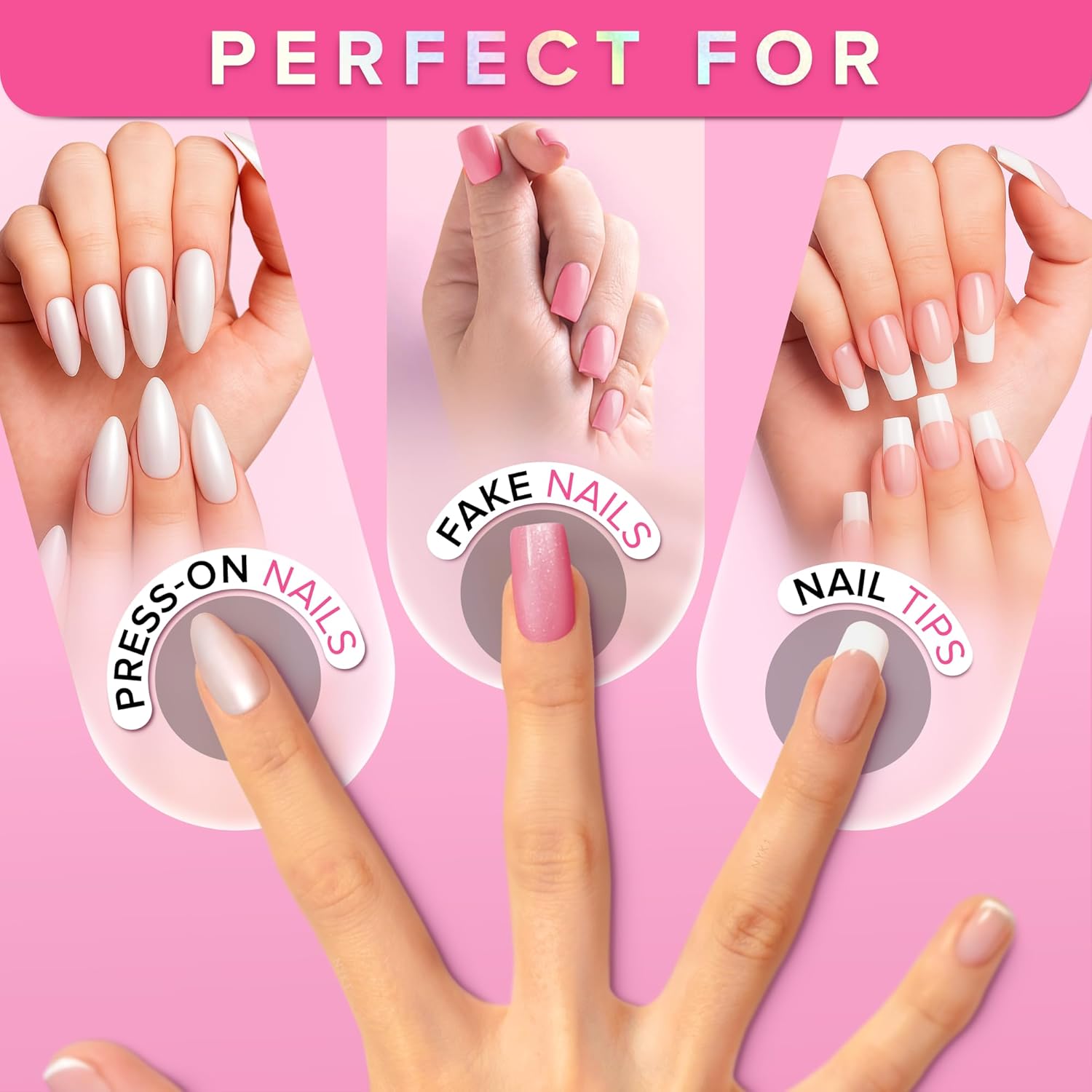 Super Strong Nail Glue for Press On Nails, Tips & False Nails (8ml) NYK1 NailBond Brush On Nail Glue Extra Strong for Press Ons, Tips & Acrylics - Long Lasting, Maximum Strength, Mess-Free Application