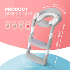 KIDOOLA Adjustable Potty Ladder Seat for Toilet Training with Steps,Handle & Soft Cushion Design Non Slip & Space Efficient Toddlers & Children Foldable & Easy Assembly Splash Guard Included Grey
