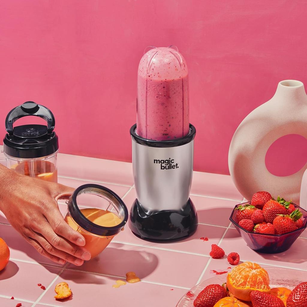 nutribullet magic bullet Starter Kit - All-in-one Food Processor & Blender - 10,000 RPM Speed - 4 Piece Kit with High Torque Power Base, Tall Cup & Flip Top Lid & Cross Blade - For Meal Prep