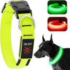 KOSKILL Light-Up Dog Collar, Rechargeable USB Collar, Waterproof, Luminous LED Collar, Adjustable, Super Bright, for Medium/Large Dogs, Green, M