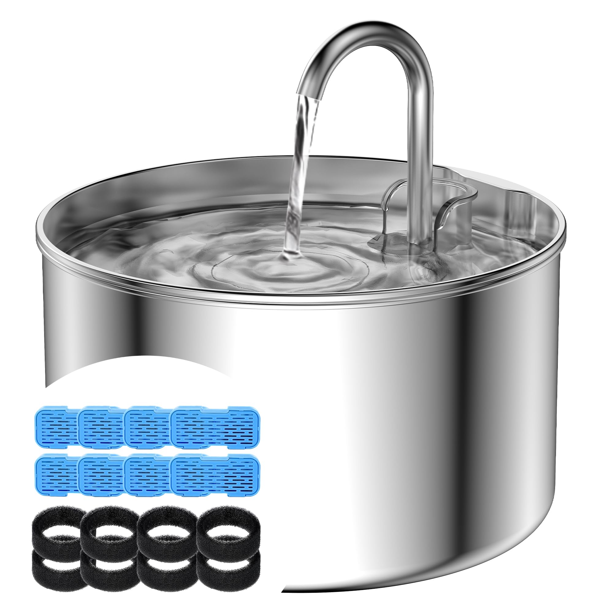 Cat Water Fountain: Stainless Steel Pet Water Fountains Indoor Metal Automatic Cat/Dog Waterer Bowls Faucet Bottle Watering Pets 24/7 Running Water Dispenser for Drinking