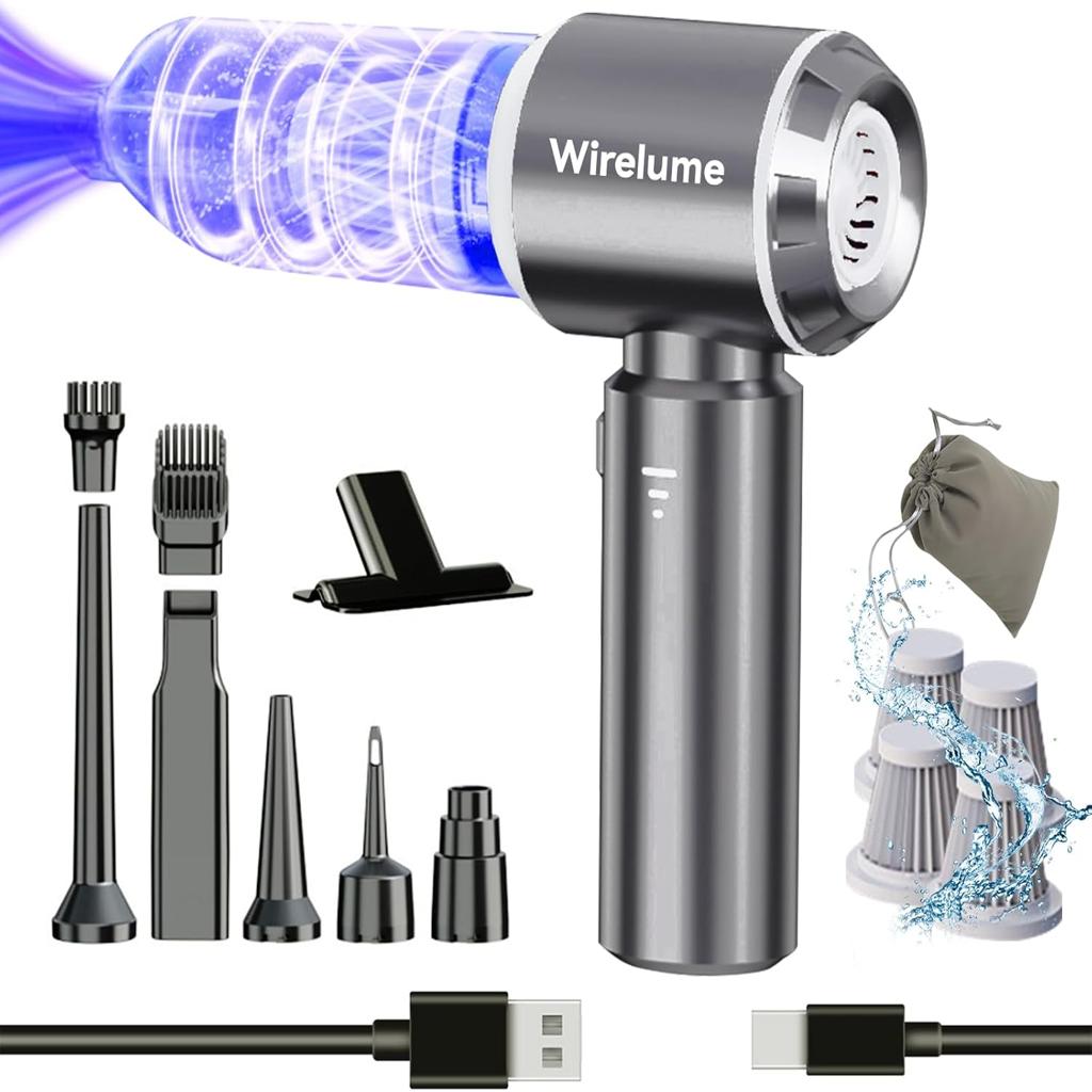 Wirelume Handheld Car Vacuum Cleaner Cordless Powerful 22000Pa Strong Cyclonic Suction Blowing Brushless Motor Portable Rechargable Lightweight for Pet Hair Vehicle Home Office Dark Grey