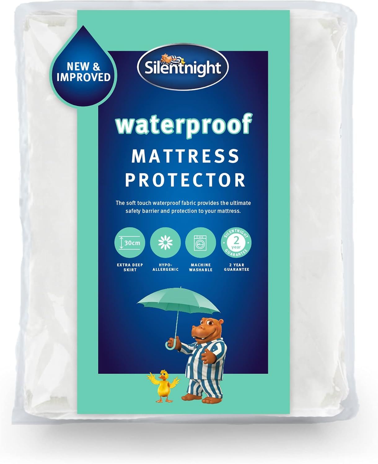 Silentnight New Waterproof Mattress Protector - Luxury Super Soft Pad Protect Your Bed Against Spillages - Hypoallergenic Machine Washable Protectors, White