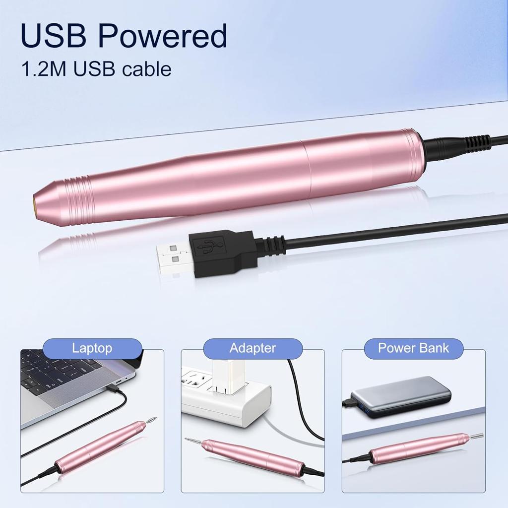 Electric Nail Files, Professional Nail Drill Machine, 20000RPM Adjustable Speed Manicure Pedicure Set with 6 Drill Bits, Low Vibration Low Noise Electric Nail Drill for Gel/Acrylic Nails for Beginner