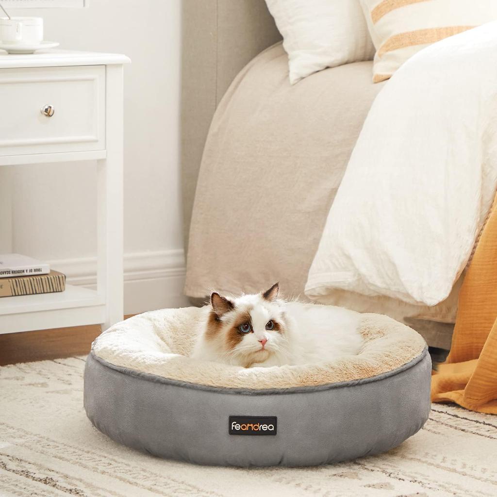 Feandrea PGW050G01 Doughnut Dog Bed/Cat Bed Diameter 50 cm Light Grey