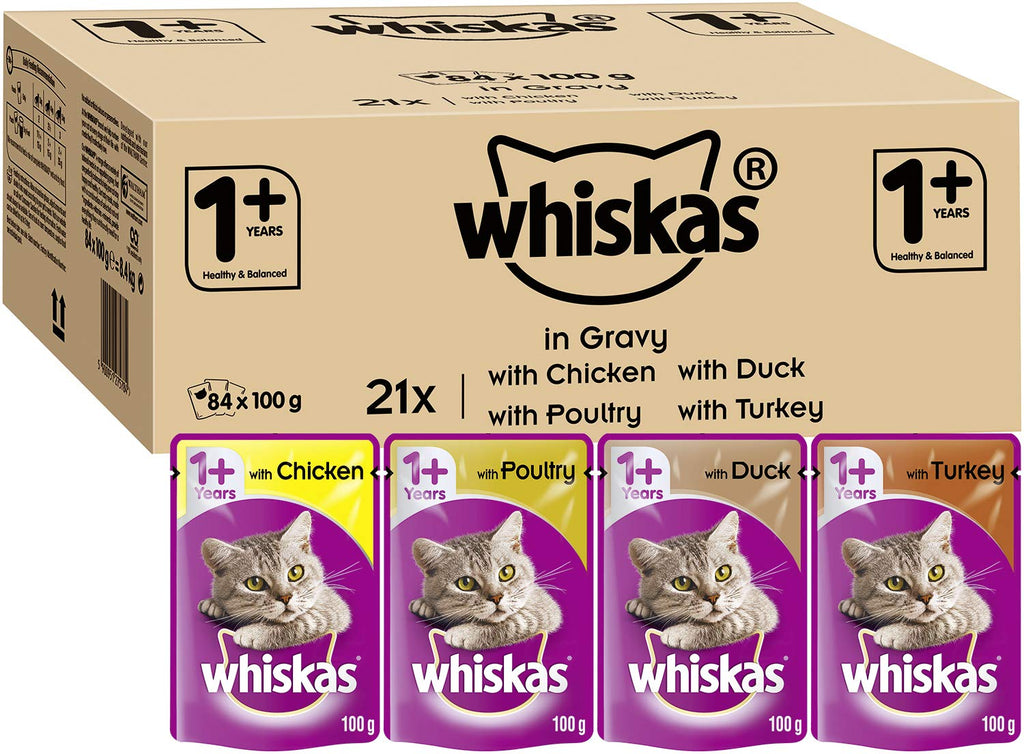 Whiskas 1+ Adult Wet Cat Food Poultry Selection in Jelly 120 x 85g Pouches Megapack, Tender Cuts in Flavoured Gravy, Nutritionally Complete, Easy to Serve, Variety Pack for Adult Cats