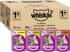 Whiskas 1+ Adult Wet Cat Food Poultry Selection in Jelly 120 x 85g Pouches Megapack, Tender Cuts in Flavoured Gravy, Nutritionally Complete, Easy to Serve, Variety Pack for Adult Cats