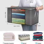 Maigacy Clothes Storage Bag 4Pack 90L Large Capacity Solution Organizer For Clothes, Duvets, Comforters, Blankets, Bedding With Zip And Clear Window Reinforced Handle Thick Breathable Fabric