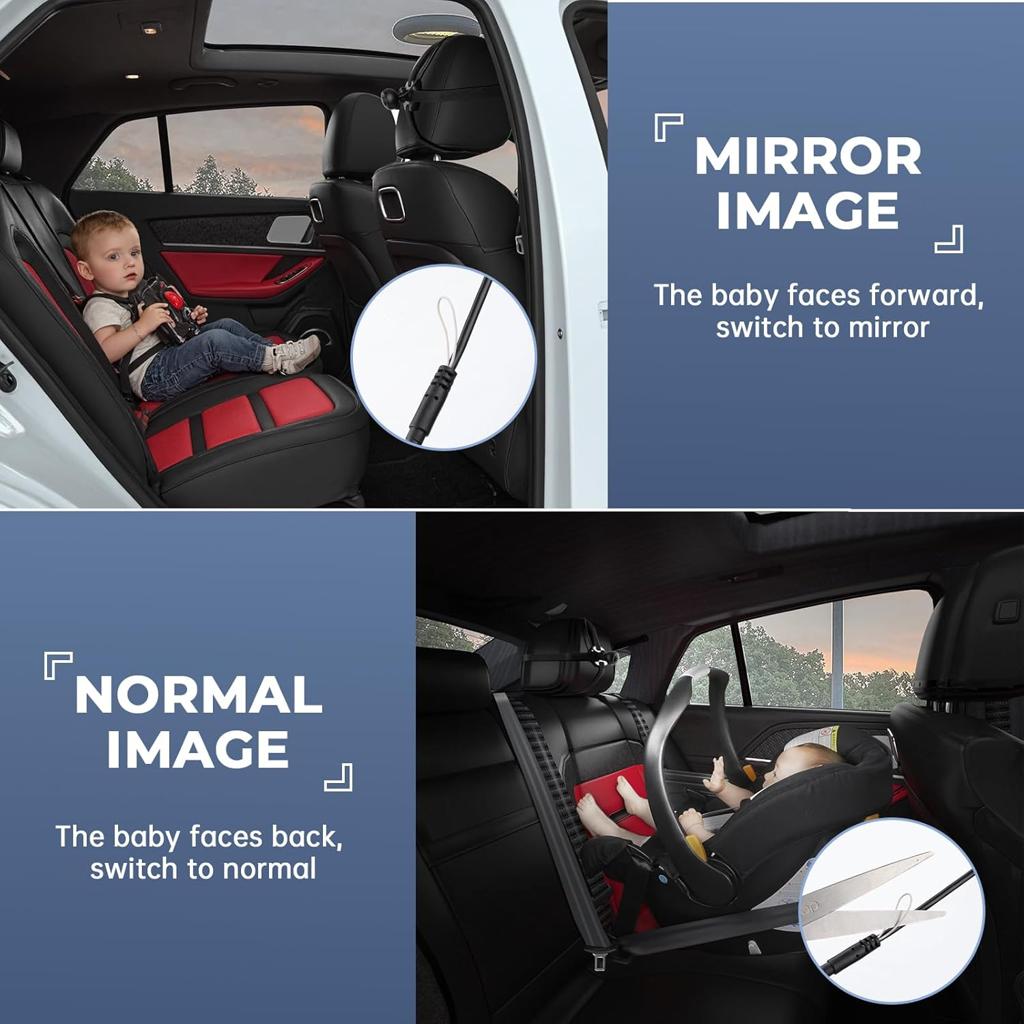 GEARCELL Baby Car Camera HD 1080P Baby Mirror with 4.3'' Display for Rear Seat, Backseat Monitors with Night Vision Function, Wide View Angle, Rear Facing Seat Safety Mirror Kit