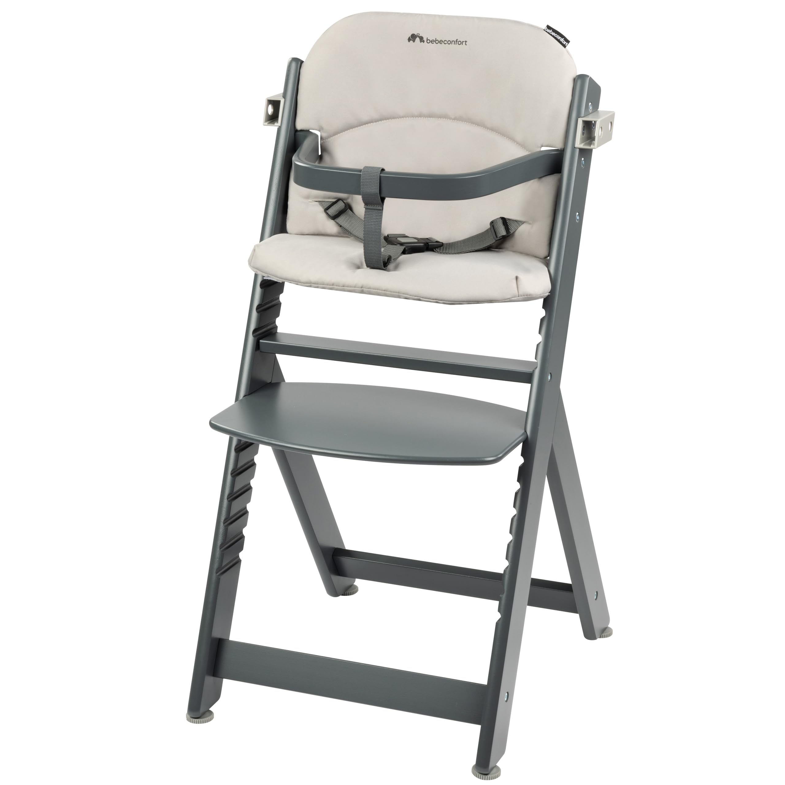 Bebeconfort Timba Evolutive Wooden High Chair, 6 Months-99 Years, Up to 110 kg, Baby High Chair, Removable Tray, Adjustable Seat & Footrest, 3-point Safety Harness, Fits Timba Baby, Natural Wood