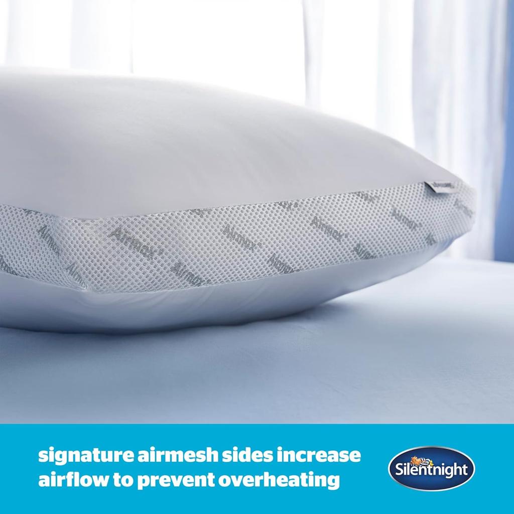 Silentnight Airmax Pillow Pack of 2 – Air Mesh Sides Maximising Airflow Preventing Overheating for a Cool Night's Sleep – Machine Washable and Hypoallergenic Bed Pillow 2 Pack