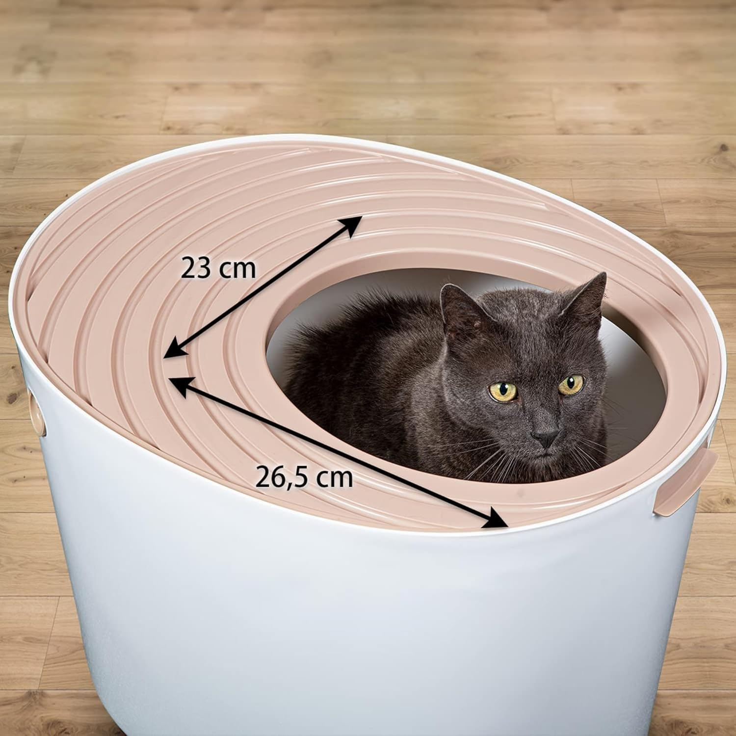Iris Ohyama Cat Litter Box with Scoop, Up to 7kg, Beige, Top Entry, Cat Litter Tray, Enclosed, For Kitten, High Sided, Hooded, Large, Jumbo, BPA Free, Deep, Easy to Clean, PUNT-530