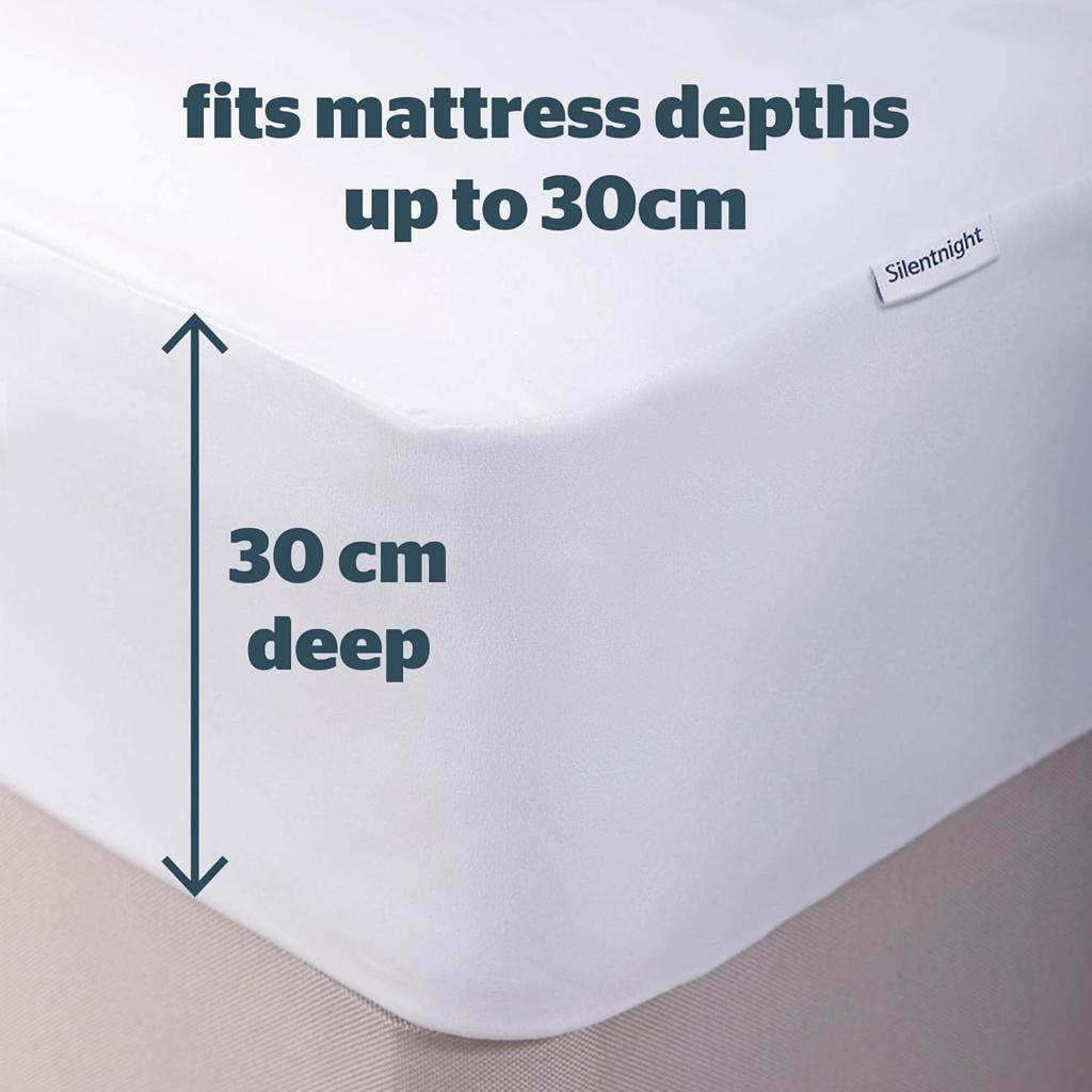 Silentnight New Waterproof Mattress Protector - Luxury Super Soft Pad Protect Your Bed Against Spillages - Hypoallergenic Machine Washable Protectors, White
