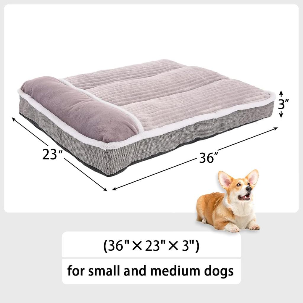 WINDRACING Dog Bed for Medium Dogs, Dog Mattress with Pillow for Crate Kennel, Sofa Dog Bed, Super Soft pet Bed for Large, Small Dogs Breeds,pet Bed