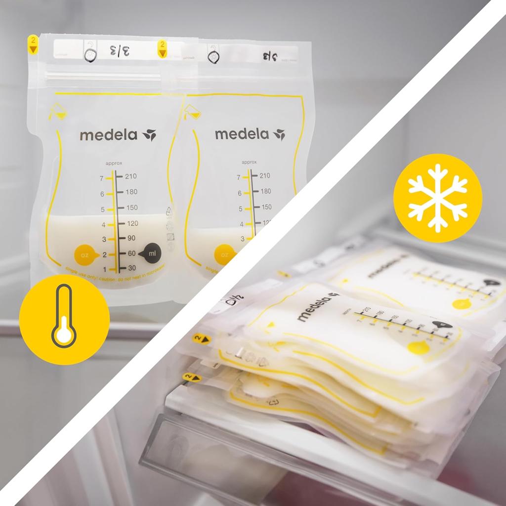 Medela Easy Pour Disposable Breast Milk Storage Bags, 210ml Capacity, Leak Proof Design with Milk Protection, BPA Free, Pack of 50