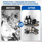 Shower Caddy, 2 Pack Black Bathroom Shelves, Adhesive Shelf Storage No Drilling, Shower Organiser, Rust-Resistant Caddy Corner, Soap Holder, Bathroom Accessory