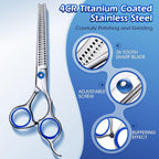 Gimars Professional 5 in 1 Dog Grooming Scissors, 4CR with Round Safety Tip, Heavy Duty Titanium Coating, Straight and Thinning and Curved Scissors