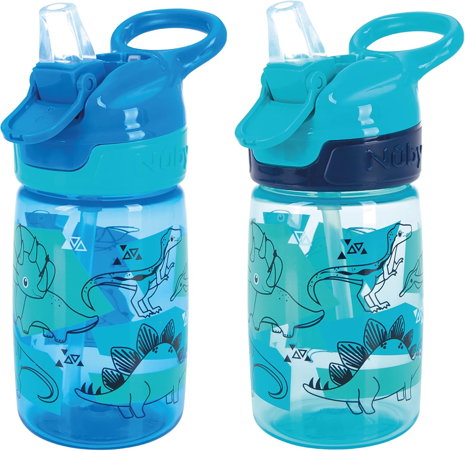 Nuby Incredible Gulp Water Bottle - No Spill, Active Sippy Cup for Toddlers, 360 ml, Carry Handle, Dishwasher and Microwave Safe, Suitable for Ages 18 Months + (Dinosaurs,
