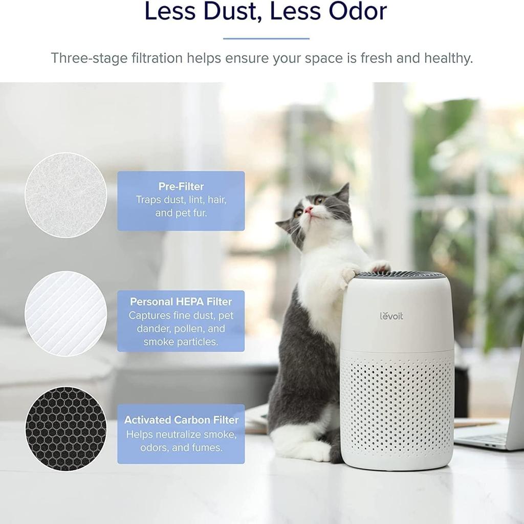 LEVOIT Air Purifier for Bedroom Home, Quiet HEPA Filter Cleaner with Fragrance Sponge & 3 Speed for Better Sleep, Air Frenshener, Allergies, Dust, Pet Dander, Odour, Smoke, Office, Desktop, Core Mini