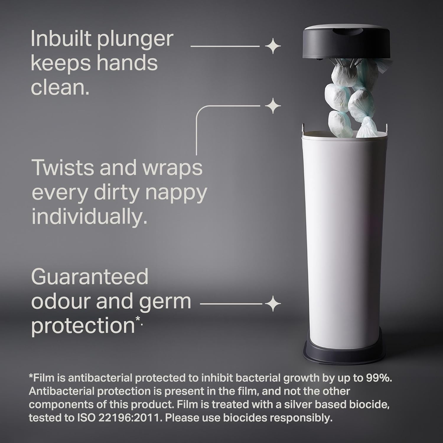 Tommee Tippee Twist and Click Poubelle à Couches de Taille XL, Pouvant Contenir Jusqu’à 60 Couches, Système Plus Respectueux de l’Environnement, Comprend 1x Recharge avec GREENFILM Antibactérien d’Origine Durable