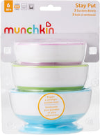 Munchkin Stay Put Baby Suction Bowl Set| Baby Bowls for Weaning| Baby Feeding Suction Dish Pack| for Babies & Toddlers 6 Months+|BPA Free Weaning Set for Babies| Microwave/Dishwasher Safe | 3 Pack