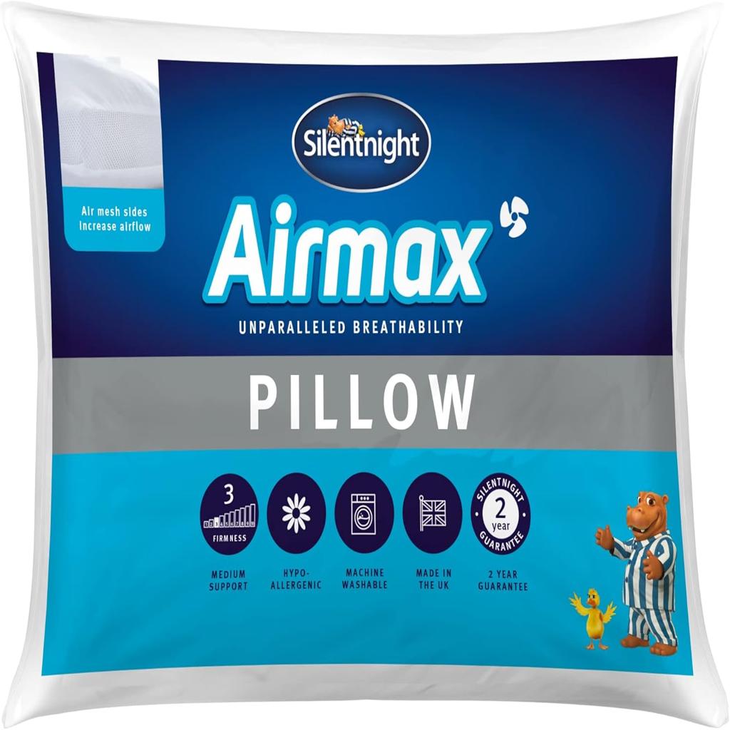 Silentnight Airmax Pillow Pack of 2 – Air Mesh Sides Maximising Airflow Preventing Overheating for a Cool Night's Sleep – Machine Washable and Hypoallergenic Bed Pillow 2 Pack