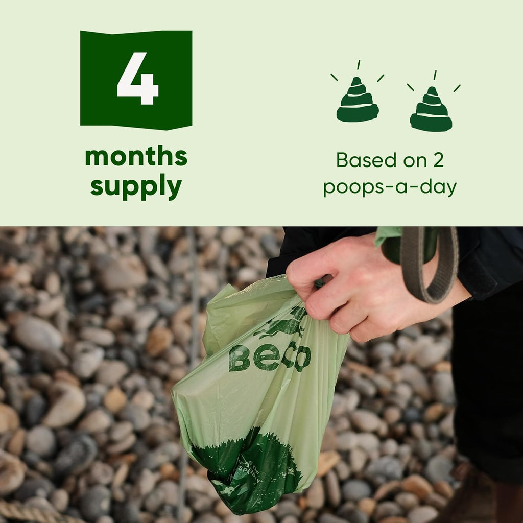 Beco Strong & Large Poop Bags - 270 Bags (18 Rolls of 15) - Unscented - Dispenser Compatible Dog Poo Bags [Energy Class A]