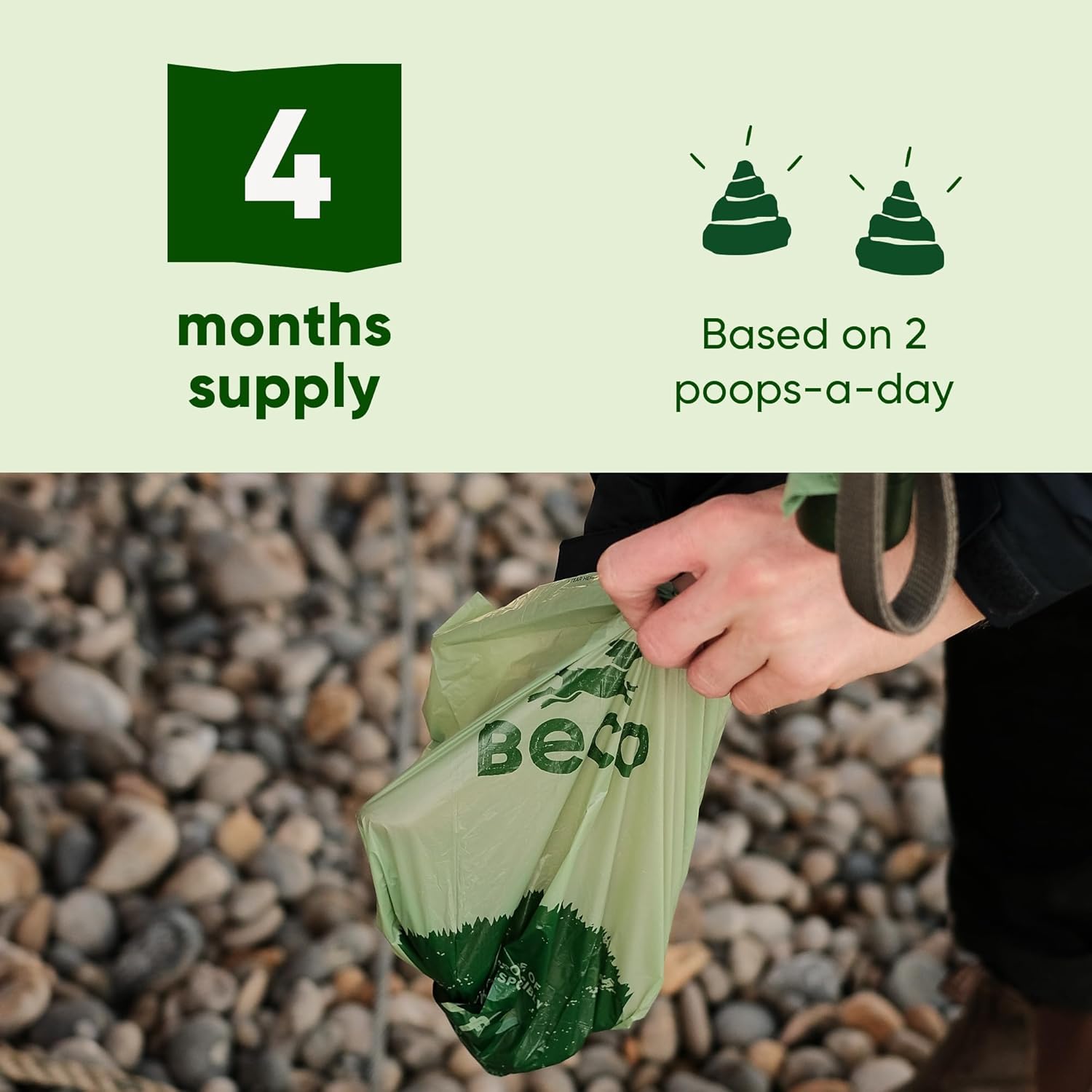 Beco Strong & Large Poop Bags - 270 Bags (18 Rolls of 15) - Unscented - Dispenser Compatible Dog Poo Bags [Energy Class A]