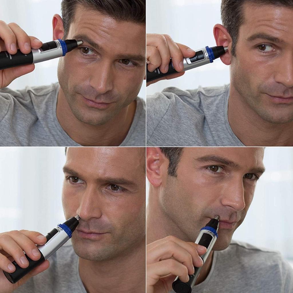 Panasonic ER-GN30 Wet & Dry Electric Facial Hair Ear and Nose Hair Trimmer for Men, Battery-Powered with 90 min operation, Black