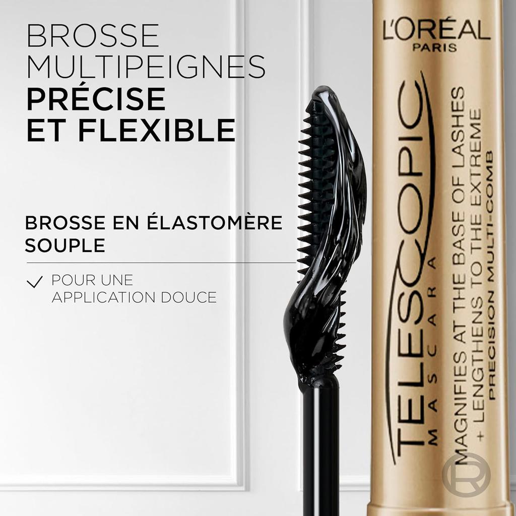 L'Oréal Paris Black Mascara for Precise Separated Eyelashes with Telescopic Length, False Lash Telescopic Gold Mascara, Black, 1 x 8 ml