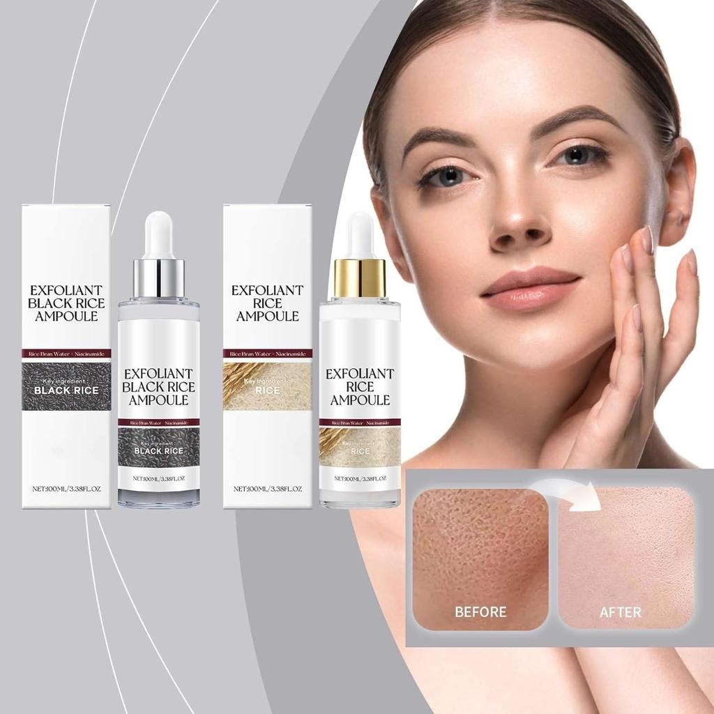 Peel Shot Glow Rice Ampoule Duo, Peel Shot Black Rice Ampoule White Rice Peeling Serum, Black and White Rice as Exfoliation, Open Pores, Gentle Exfoliation, Blackhead Remover (Both, 100 ml)