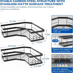 Shower Caddy, 2 Pack Black Bathroom Shelves, Adhesive Shelf Storage No Drilling, Shower Organiser, Rust-Resistant Caddy Corner, Soap Holder, Bathroom Accessory