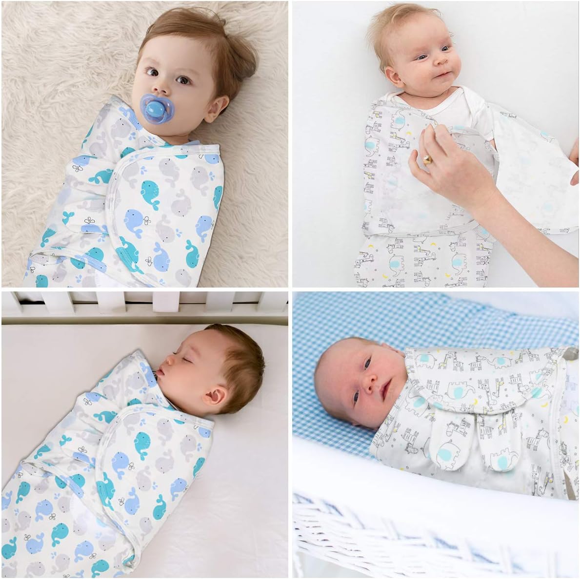 Vicloon Baby Swaddle Wrap, 2 pcs Newborn Swaddle Blanket Wrap, Organic Cotton Baby Blanket Wrap for Baby 0-3 Months 7-14lbs