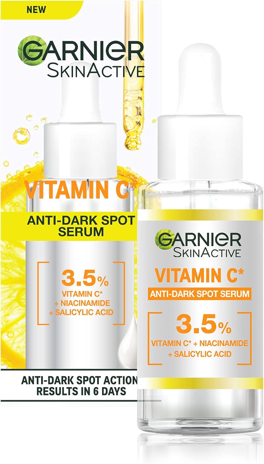 Garnier SkinActive Vitamin C Day Serum, Anti-Dark Spot and Brightening Face Serum for All Skin Types, 30 ml