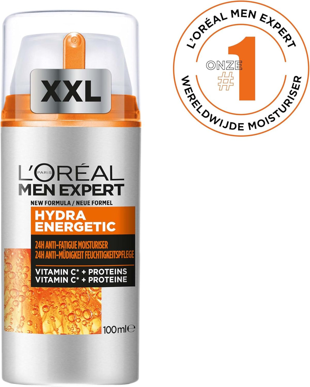 L'Oreal Men Expert Anti-Fatigue Moisturiser, Hydra Energetic Men's Moisturiser With Vitamin C*, Helps Fight Of Appearance of Dark Circles And Intensively Hydrates Skin, [100ml]