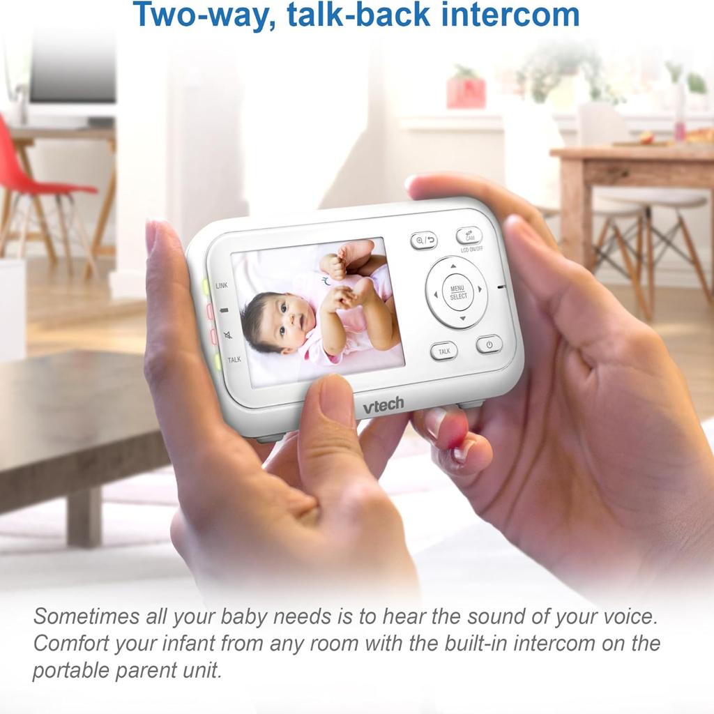 VTech VM3250 Video Baby Monitor with Camera,300m Long Range, Baby Monitor with 2.8"LCD Screen,Up to 19-hr Video Streaming,Night Vision,Secured Transmission,Temperature Sensor,Soothing Sounds,2X Zoom