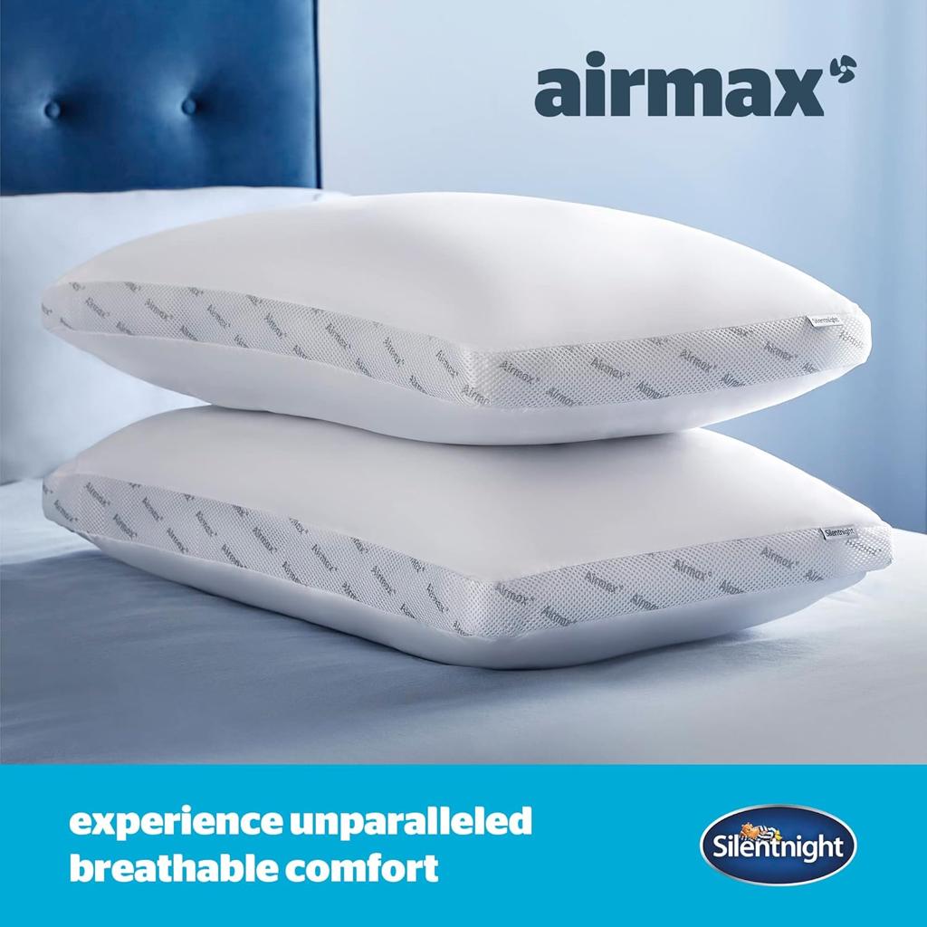 Silentnight Airmax Pillow Pack of 2 – Air Mesh Sides Maximising Airflow Preventing Overheating for a Cool Night's Sleep – Machine Washable and Hypoallergenic Bed Pillow 2 Pack