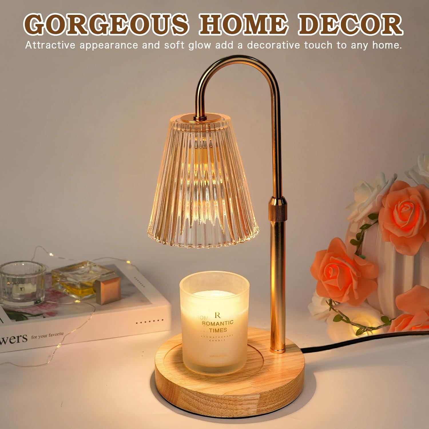Funistree Candle Warmer Lamp with Dimmer & Timer – Gift for Women, Mum, Teacher – Thank You Birthday Presents – Pamper Graduation Gifts for Her - Candle Melter Heater with 2 Bulbs [Energy Class F]