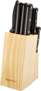 Amazon Basics 14-Piece Knife Set with Block, Black
