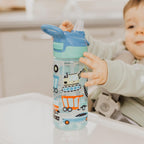Nuby Super Quench Straw Water Bottle – Spill Proof Active Toddler Sippy Cup | 540ml/19oz | Freeflow | Dishwasher and Steriliser Safe | Suitable Toddler Beaker for 18 Months Plus (Traffic, Pack of 2)